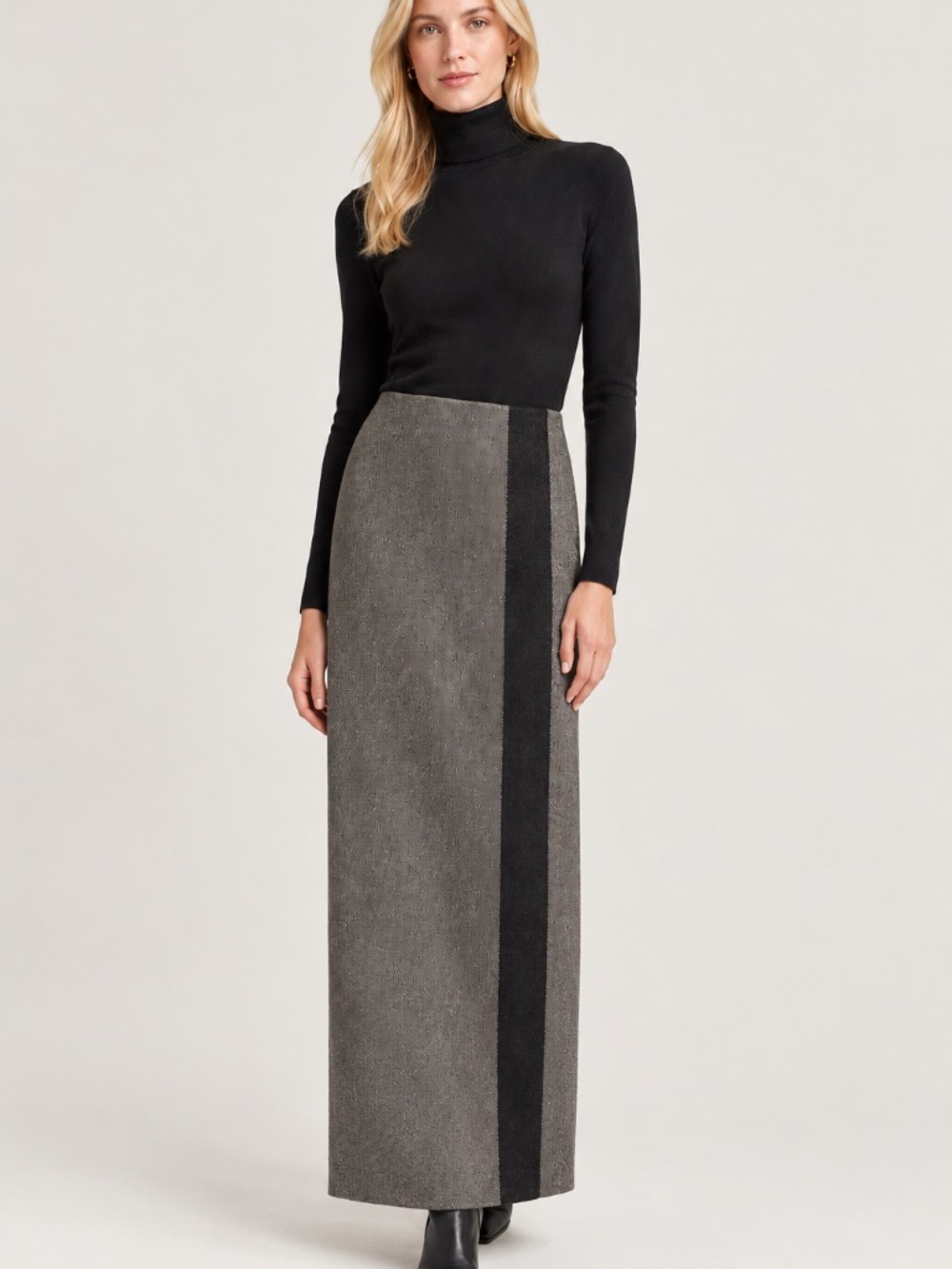 Anne Klein Wool Maxi Skirt Charcoal Brown Size 8 Petite NWT